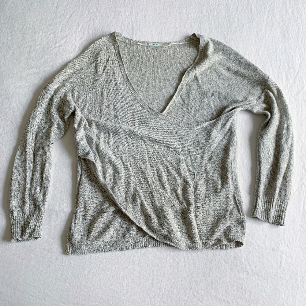 Marl Gray Cross Front Sweater
